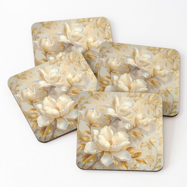 Item preview, Magnolia Painting with Gold Flourishes  Elegant Botanical Floral Art designed and sold by MargaretWiktor.