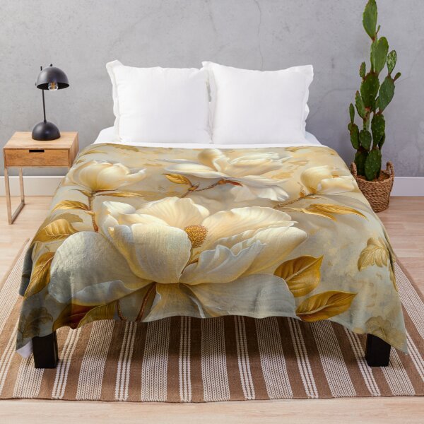 Item preview, Magnolia Painting with Gold Flourishes Elegant Botanical Floral Art designed and sold by MargaretWiktor.