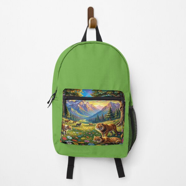 Item preview, 4D Picasso Inspired Fantasy Landscape with Tigers Wolves Deer and Nature Harmony designed and sold by FotoworldEdel.