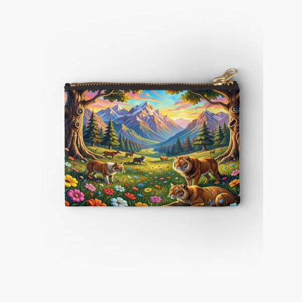 Item preview, 4D Picasso Inspired Fantasy Landscape with Tigers Wolves Deer and Nature Harmony designed and sold by FotoworldEdel.