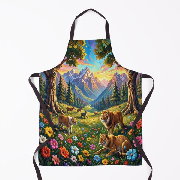 Item preview, 4D Picasso Inspired Fantasy Landscape with Tigers Wolves Deer and Nature Harmony designed and sold by FotoworldEdel.