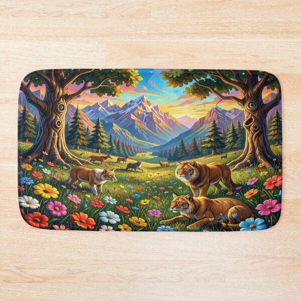 Item preview, 4D Picasso Inspired Fantasy Landscape with Tigers Wolves Deer and Nature Harmony designed and sold by FotoworldEdel.