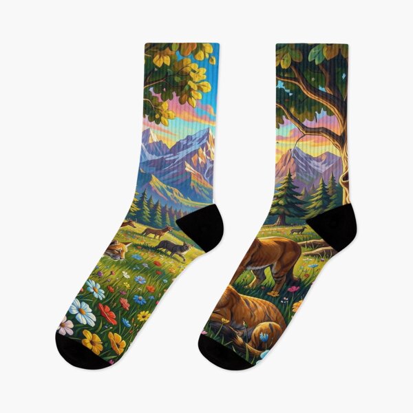 Item preview, 4D Picasso Inspired Fantasy Landscape with Tigers Wolves Deer and Nature Harmony designed and sold by FotoworldEdel.