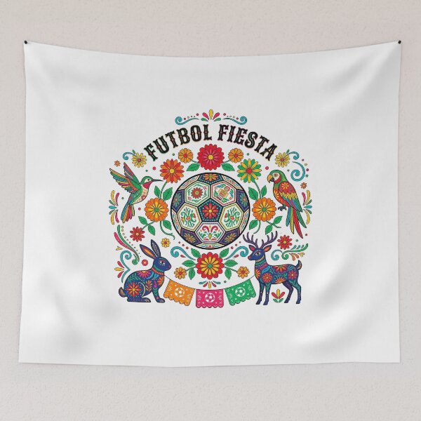 Item preview, Futbol Fiesta Mexican Folk Art Soccer Design – Colorful Floral Football Illustration designed and sold by Verycutethings.