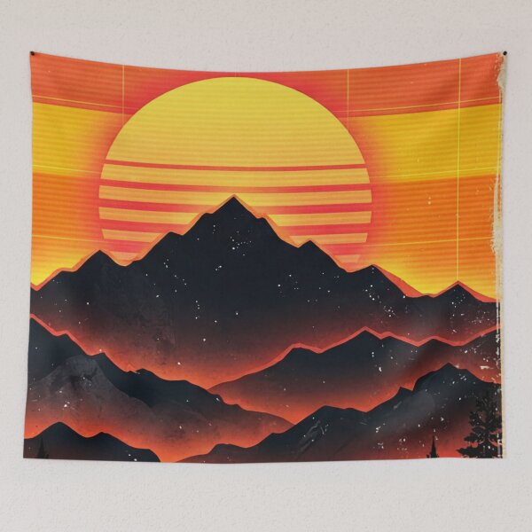 Item preview, Retro Vintage Sunset Mountain – 80s Synthwave Aesthetic Pine Trees Silhouette designed and sold by Goeagle.