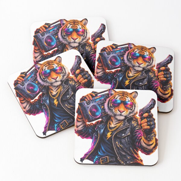 Item preview, Neon Retro Tiger – Synthwave 80s Cyberpunk Vibes designed and sold by sumithrathod.