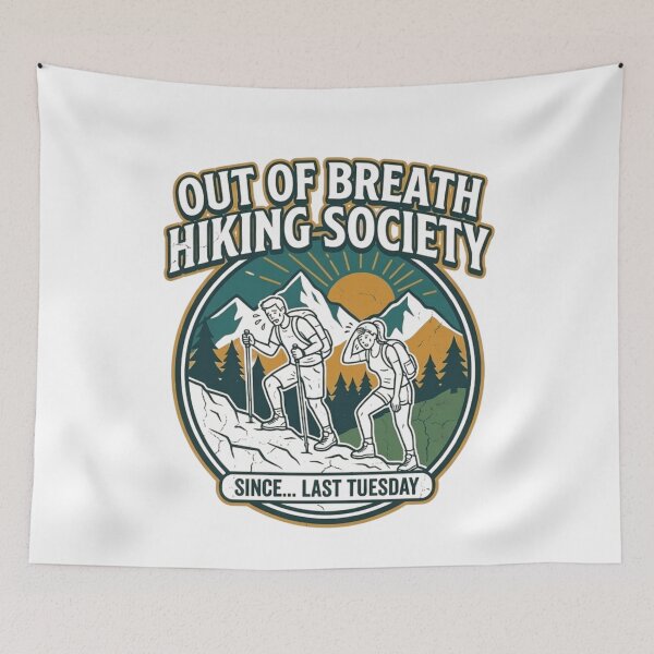 Item preview, Out of Breath Hiking Society - Funny Retro Mountain Nature Lover designed and sold by Wear Sculpt.