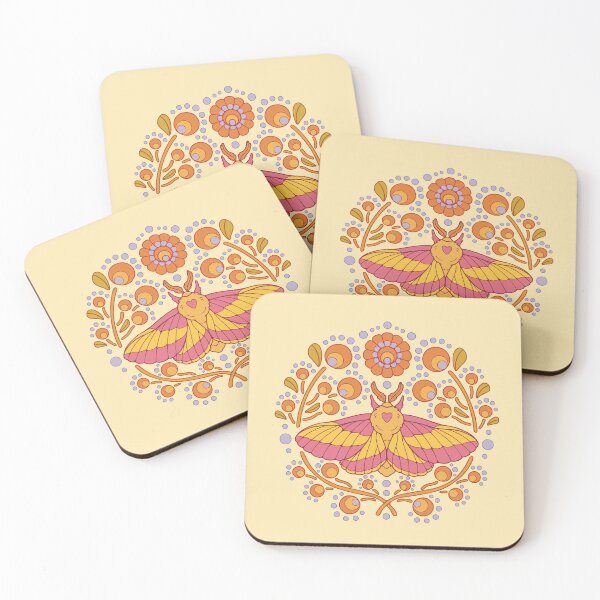 Item preview, Decorative rosy maple moth designed and sold by Erika Vaigel Illustrations.
