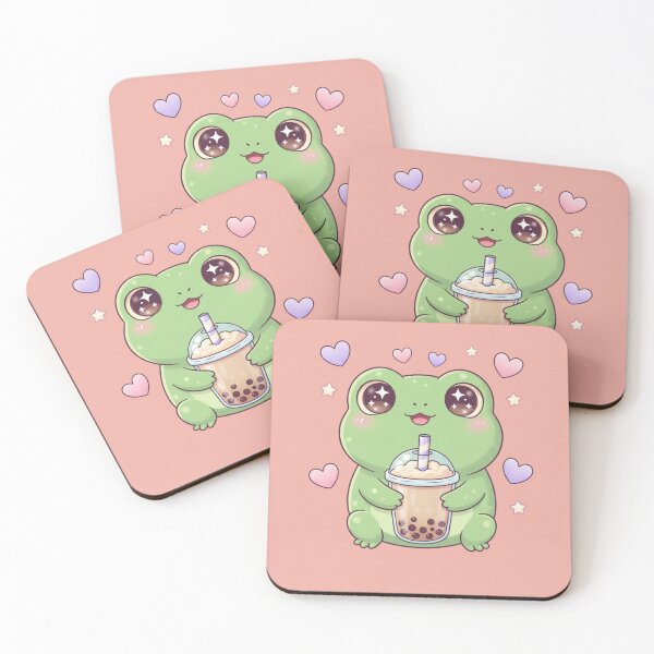 Item preview, Cute Kawaii Frog Drinking Bubble Tea – Adorable Boba Frog Illustration designed and sold by LavinyArt.