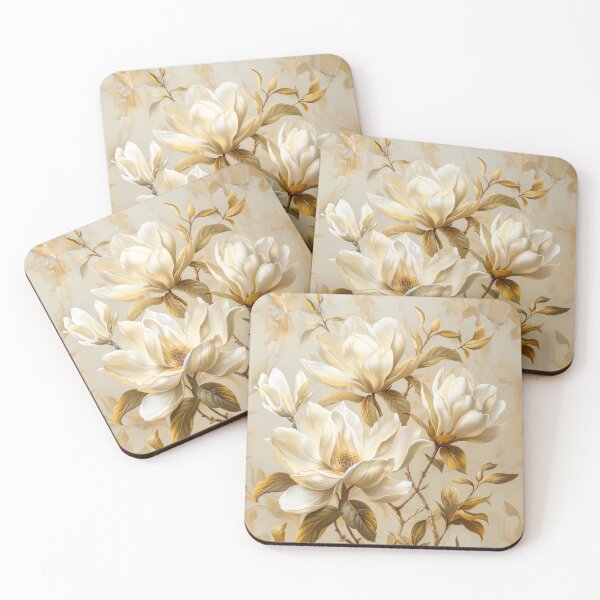 Item preview, Magnolia Flowers with Gold Accents - Elegant Botanical Floral Art designed and sold by MargaretWiktor.