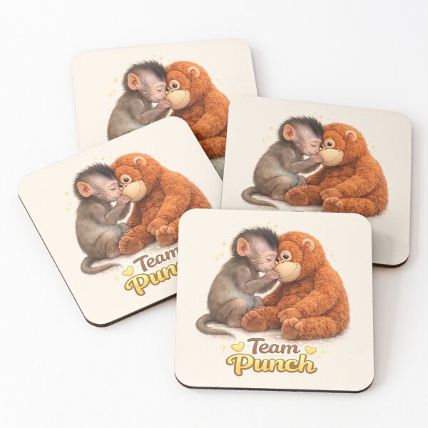 Item preview, Team Punch - Cute Baby Monkey Punch touching forehead with Plush Orangutan | Kawaii Wholesome Friendship Animal designed and sold by PopCulturePixel.