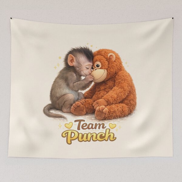 Item preview, Team Punch - Cute Baby Monkey Punch touching forehead with Plush Orangutan | Kawaii Wholesome Friendship Animal designed and sold by PopCulturePixel.