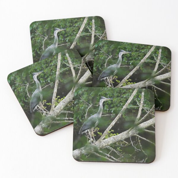 Item preview, Grey heron stands on fallen tree above lake designed and sold by Stephen Jarman.