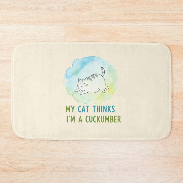Item preview, My Cat Thinks I'm a Cucumber Funny Cat Lover Illustration designed and sold by StickyDelights.