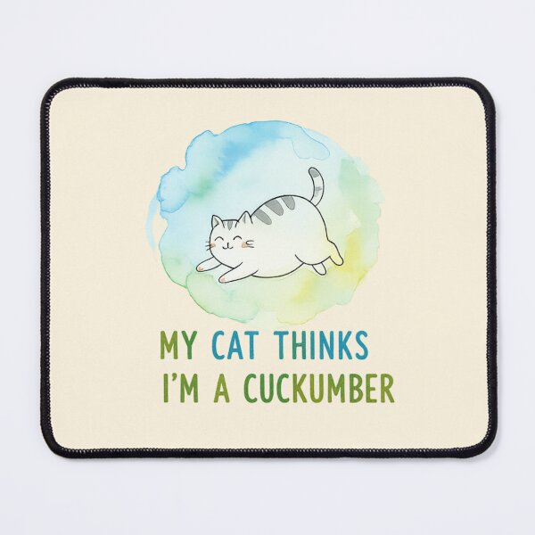 Item preview, My Cat Thinks I'm a Cucumber Funny Cat Lover Illustration designed and sold by StickyDelights.