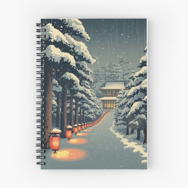 Item preview, Snow Temple Lanterns — Ukiyo‑e Style Japanese Winter Landscape designed and sold by Vandy Fullam.