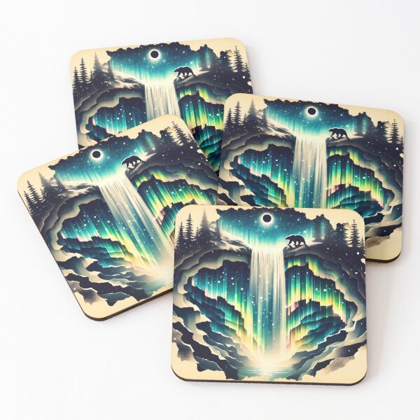 Item preview, Aurora Borealis Eclipse and Bear, Ai Generated Art   designed and sold by ACC .