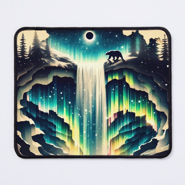 Item preview, Aurora Borealis Eclipse and Bear, Ai Generated Art   designed and sold by ACC .