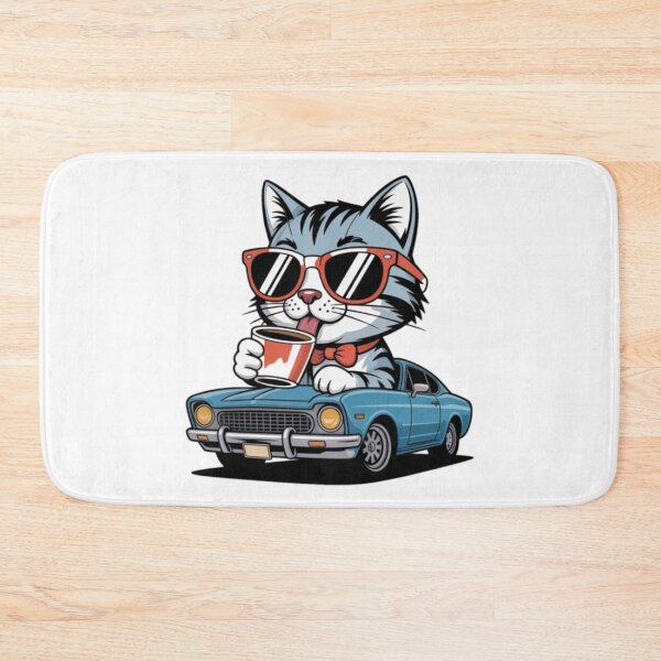 Item preview, Funny Cat Drinking Coffee Wearing Sunglasses Retro Cartoon T-Shirt Design designed and sold by JacobTshirt.