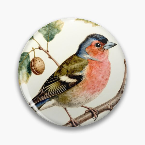 Item preview, Common Chaffinch on Branch – Vintage Natural History Bird Illustration designed and sold by AnimalAirtistry.