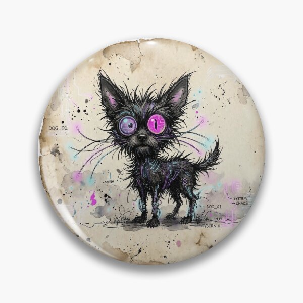 Item preview, Cyberpunk Dog Aesthetic - Lost Tiny Puppy Blueprint Drawing  designed and sold by GoMasa.
