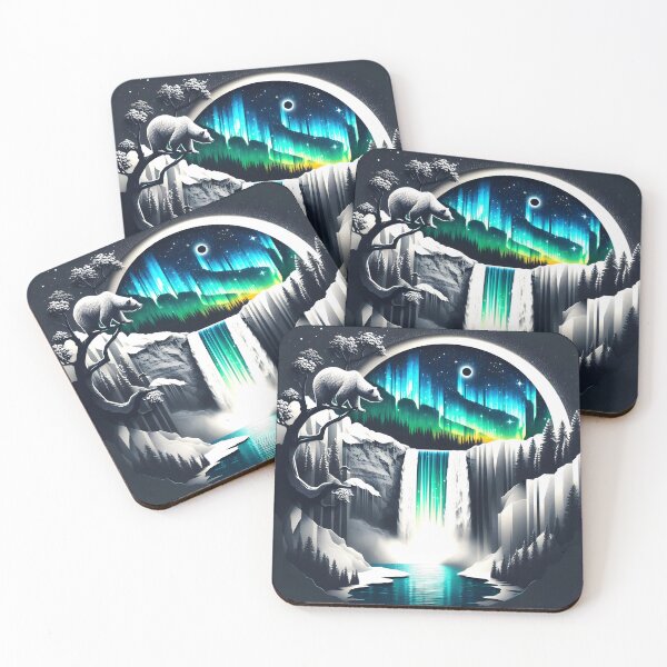 Item preview, Aurora Borealis Eclipse and Bear, Ai Generated Art   designed and sold by ACC .