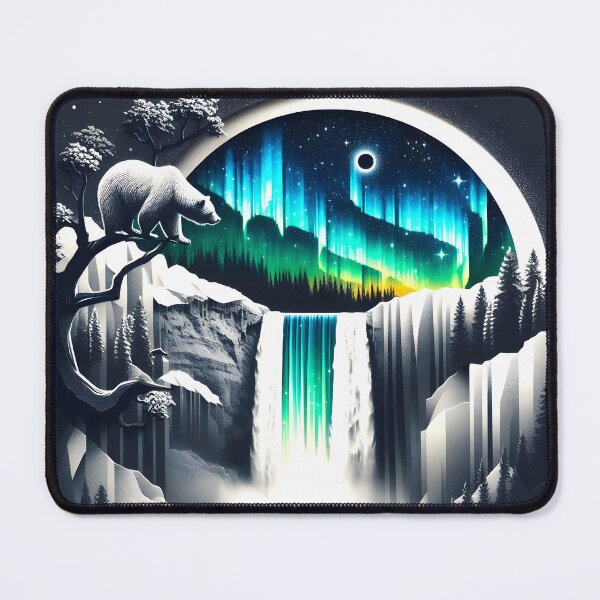 Item preview, Aurora Borealis Eclipse and Bear, Ai Generated Art   designed and sold by ACC .