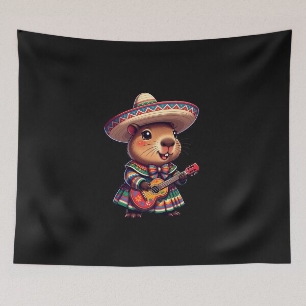 Item preview, Cinco De Mayo Groundhog Sombrero Guitar Fiesta designed and sold by GrumpySableye.