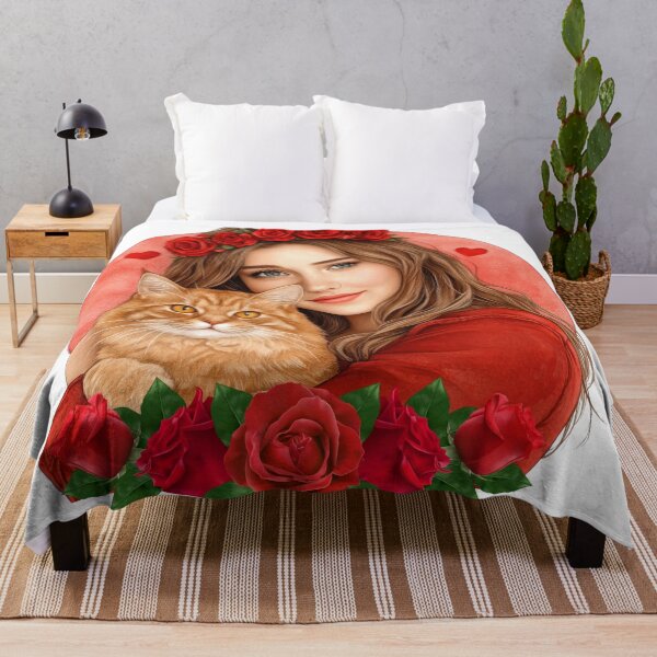 Item preview, Rose Crown Girl Hugging Ginger Cat designed and sold by Angellacelin.