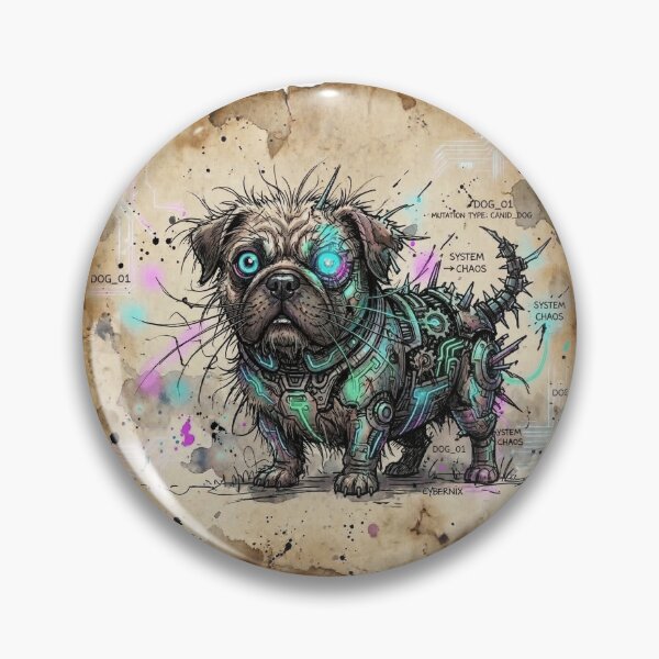 Item preview, Cyberpunk Dog Aesthetic - Watercolor Parchment Blueprint Drawing  designed and sold by GoMasa.