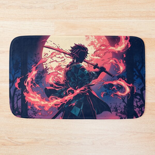 Item preview, Flame Samurai Under the Blood Moon – Anime Fire Sword Silhouette designed and sold by Dyan4.