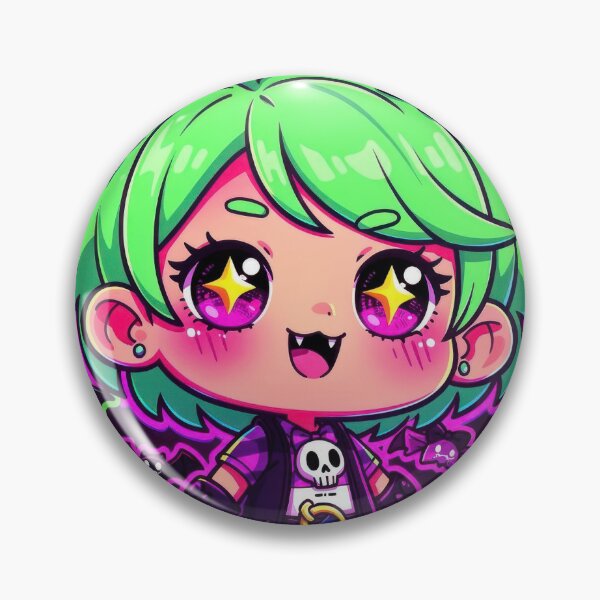 Item preview, Neon Kawaii Goth Girl with Spooky Cute Charms and Skulls designed and sold by Sergii Davydenko.