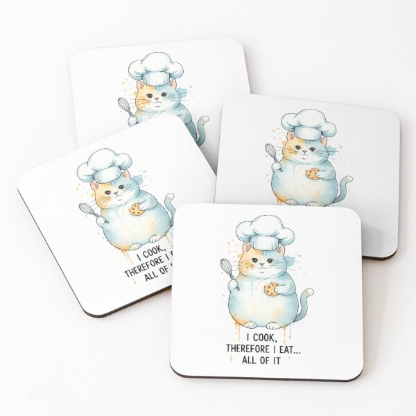 Item preview, Funny Chef Cat I Cook Therefore I Eat Cute Cooking Cat Illustration designed and sold by Nusha Creations.