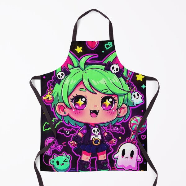 Item preview, Neon Kawaii Goth Girl with Spooky Cute Charms and Skulls designed and sold by Sergii Davydenko.