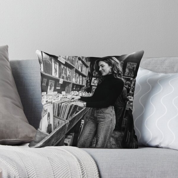 Item preview, Young Woman Browsing Vintage Vinyl Records in Store designed and sold by NiceArtsPlace.