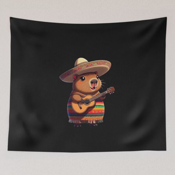 Item preview, Capybara Mariachi Mexican Sombrero Guitar Animal Lover designed and sold by GrumpySableye.
