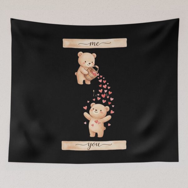 Item preview, Cute Bear Love – Me to You Teddy Bear Couple with Hearts designed and sold by MeowLoka ⭐⭐⭐⭐.