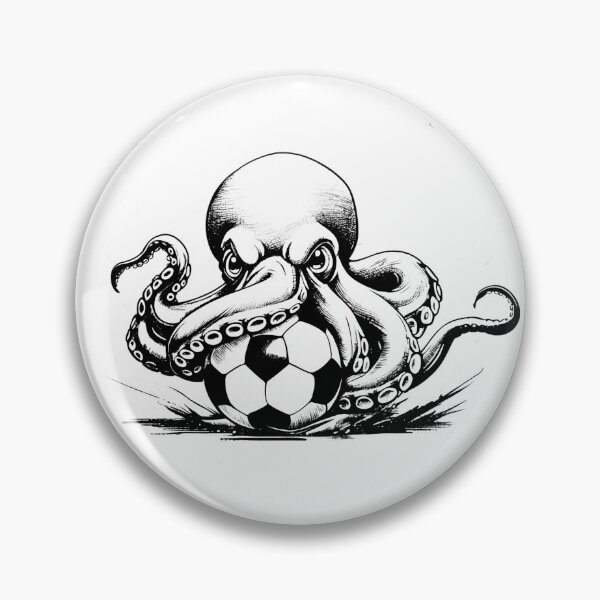 Artikelvorschau, Monochrome Oktopus-Fußballkunst – Fußballillustration entworfen und verkauft von PAPIRO SIGLO XXI.