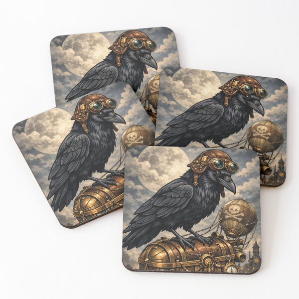 Item preview, Steampunk Raven – Moonlit Pirate Voyage designed and sold by Dogandesighn.