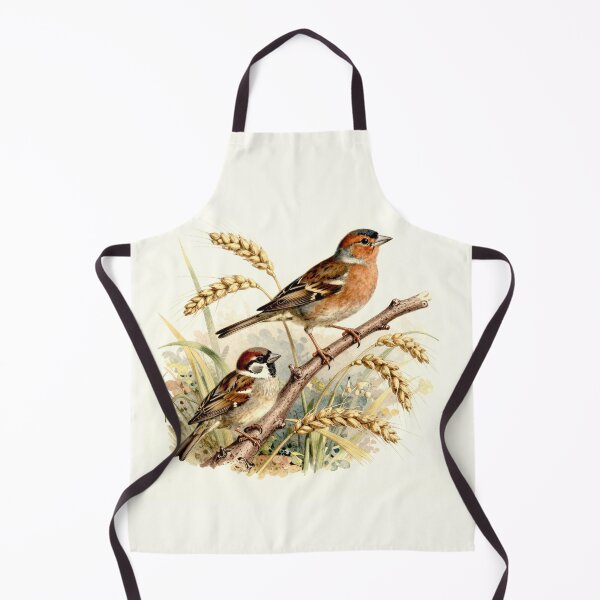Item preview, House Sparrows on Wheat Branch – Vintage Natural History Bird Illustration designed and sold by AnimalAirtistry.