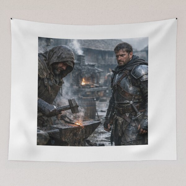 Item preview, Medieval Blacksmith Forging Sword for Knight Warrior designed and sold by NiceArtsPlace.