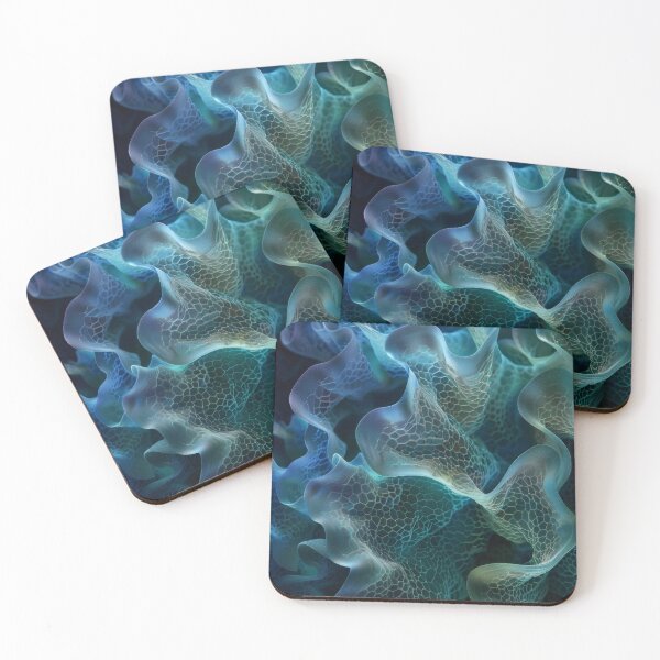 Item preview, Organic network structure – abstract tissue formation in blue-green designed and sold by CosmicGlyph.