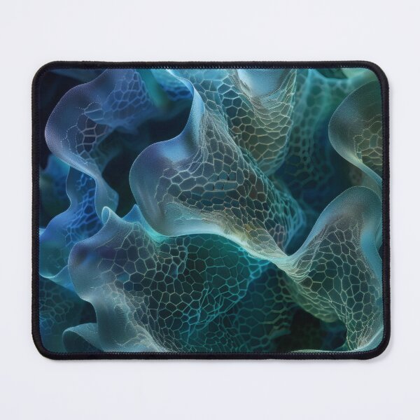 Item preview, Organic network structure – abstract tissue formation in blue-green designed and sold by CosmicGlyph.