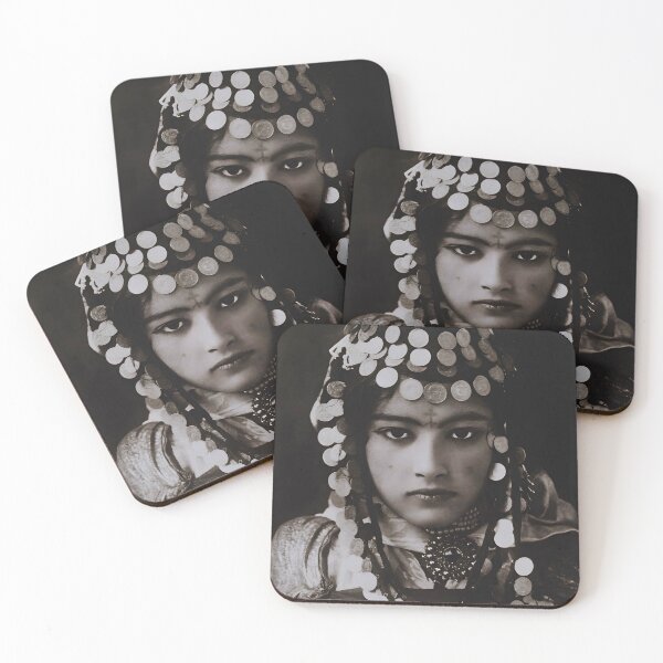 Item preview, 1905 vintage Ouled Nail tribe, Algeria beautiful female portrait black and white princess photograph poster art print designed and sold by Astrid Arkhangelsky.