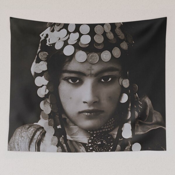 Item preview, 1905 vintage Ouled Nail tribe, Algeria beautiful female portrait black and white princess photograph poster art print designed and sold by Astrid Arkhangelsky.