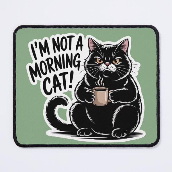 Item preview, Funny Not A Morning Cat Sticker - Grumpy Black Cat Coffee Gift designed and sold by RICHYON.