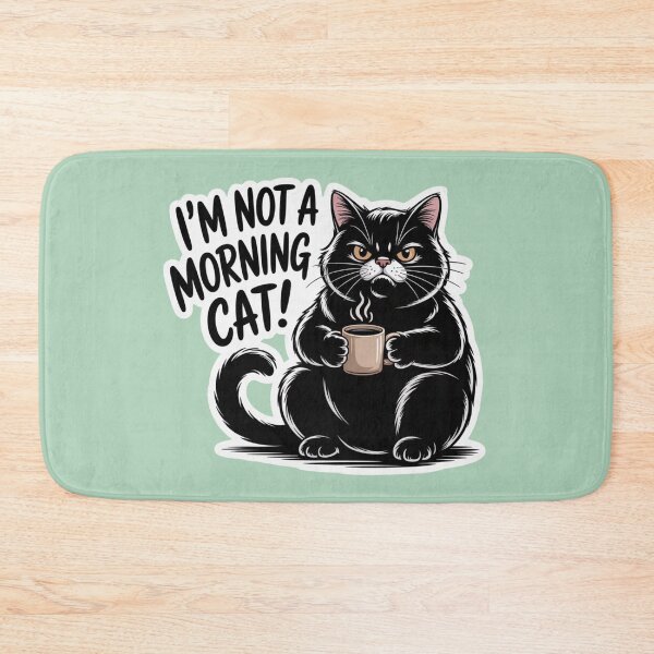 Item preview, Funny Not A Morning Cat Sticker - Grumpy Black Cat Coffee Gift designed and sold by RICHYON.