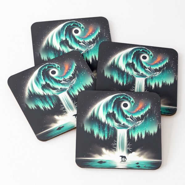 Item preview, Aurora Borealis Eclipse and Bear, Ai Generated Art   designed and sold by ACC .