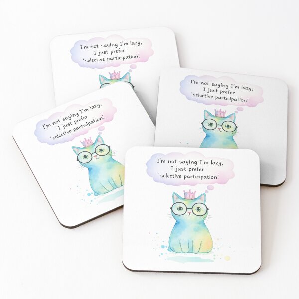 Item preview, Funny Lazy Cat Selective Participation Cute Kawaii Cat Illustration designed and sold by StickyDelights.
