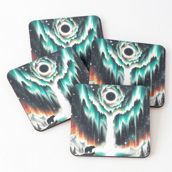 Item preview, Aurora Borealis Eclipse and Bear, Ai Generated Art   designed and sold by ACC .